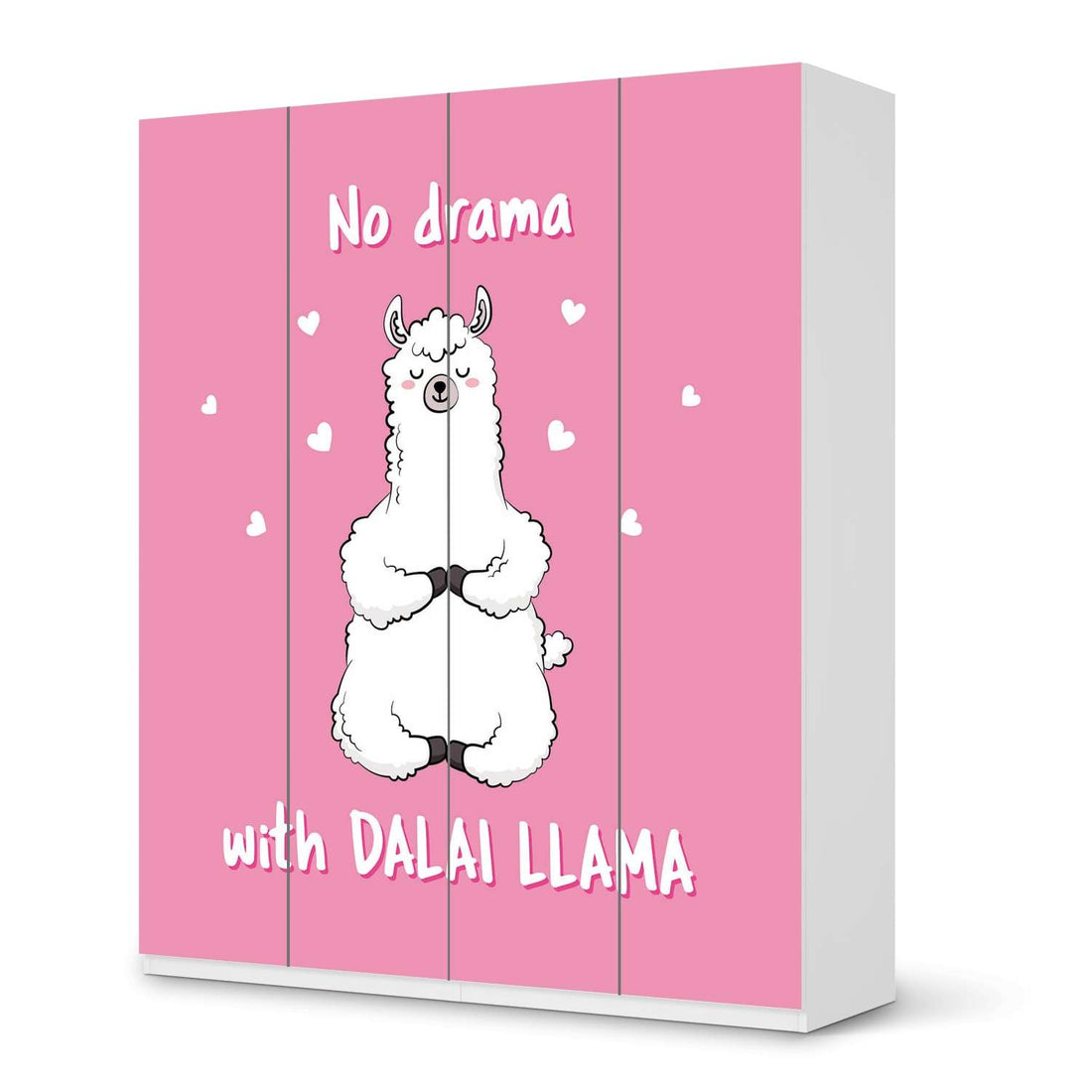 Möbelfolie Dalai Llama - IKEA Pax Schrank 236 cm Höhe - 4 Türen - weiss