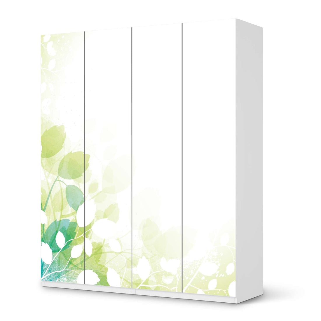 Möbelfolie Flower Light - IKEA Pax Schrank 236 cm Höhe - 4 Türen - weiss