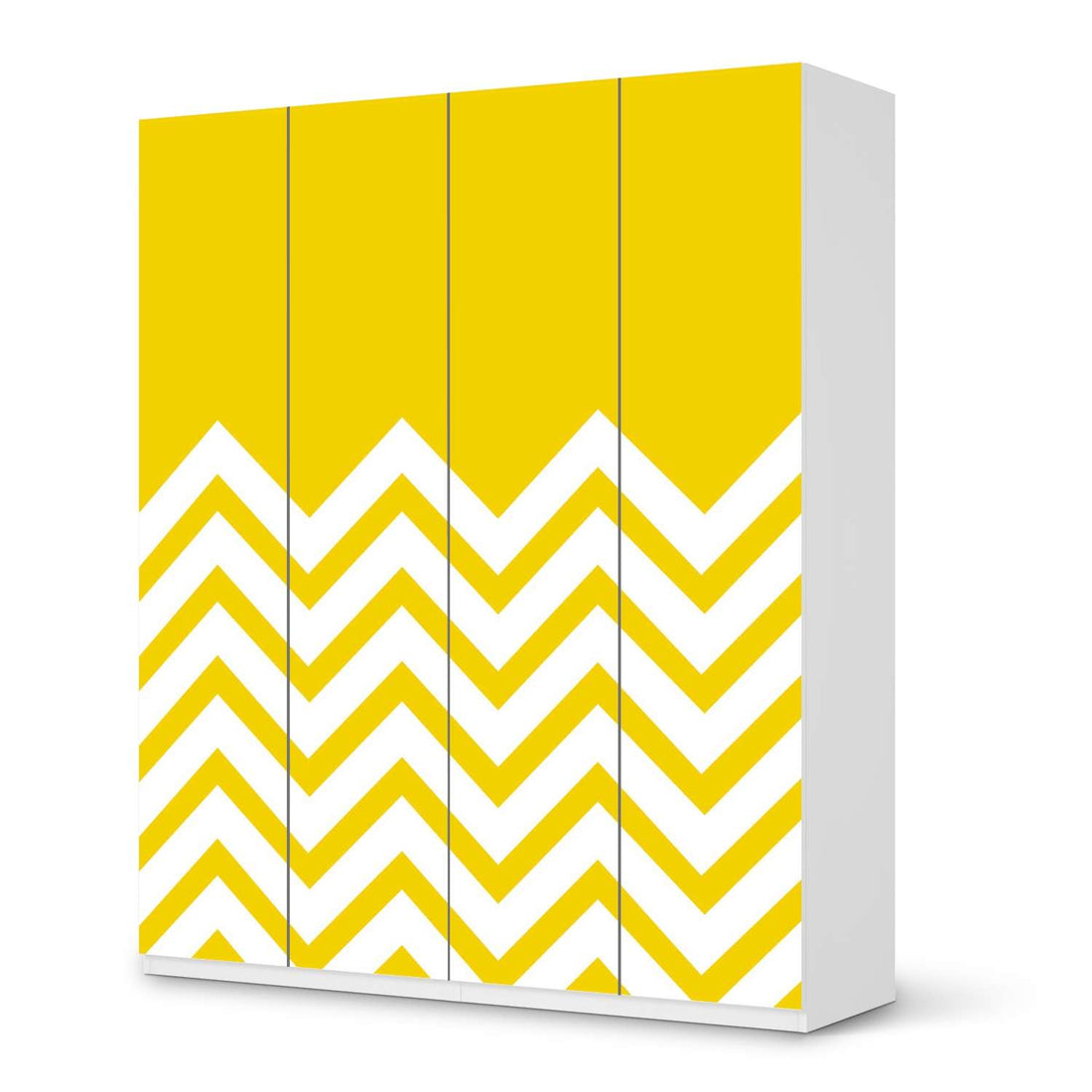 Möbelfolie Gelbe Zacken - IKEA Pax Schrank 236 cm Höhe - 4 Türen - weiss