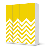 Möbelfolie Gelbe Zacken - IKEA Pax Schrank 236 cm Höhe - 4 Türen - weiss