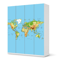 Möbelfolie Geografische Weltkarte - IKEA Pax Schrank 236 cm Höhe - 4 Türen - weiss