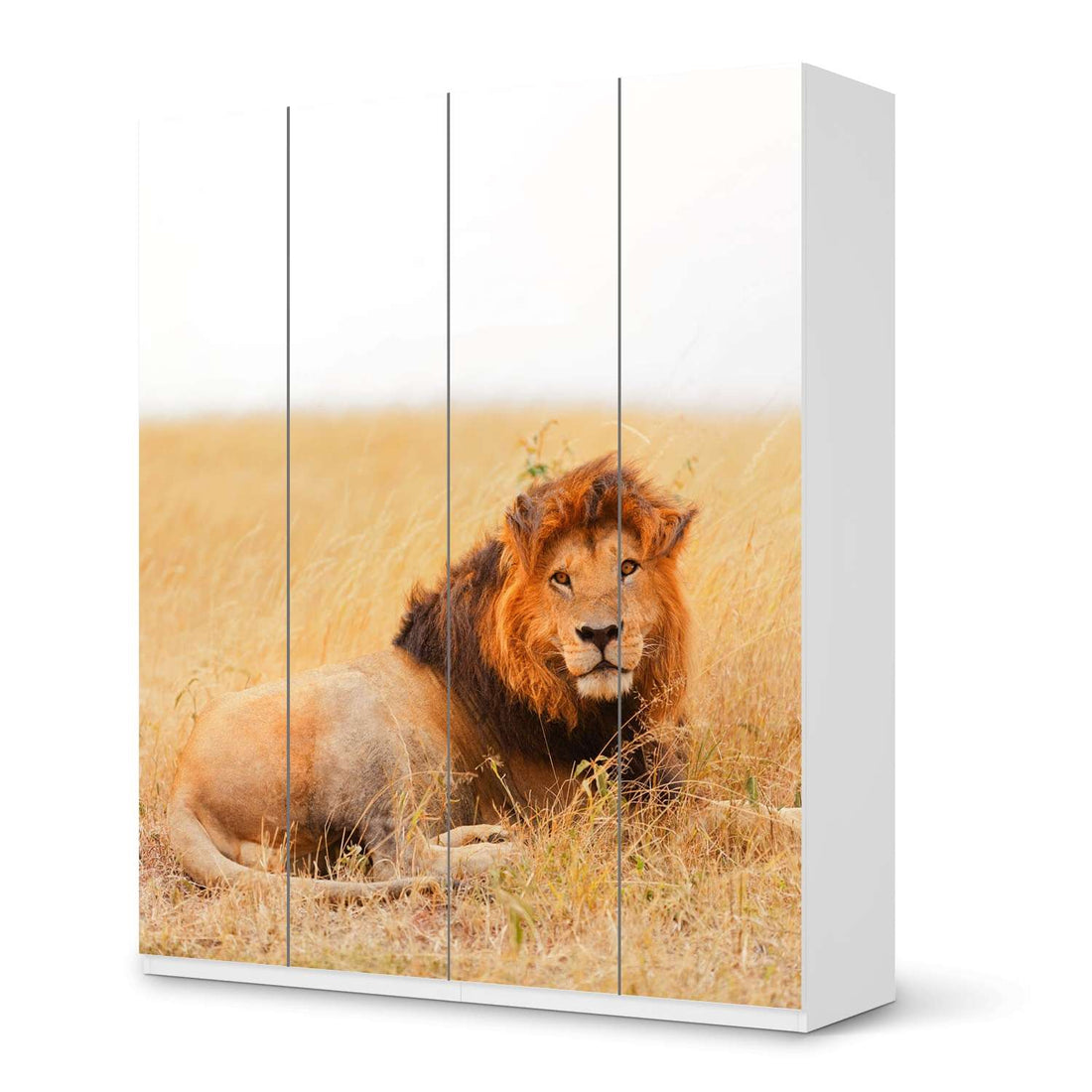 Möbelfolie Lion King - IKEA Pax Schrank 236 cm Höhe - 4 Türen - weiss