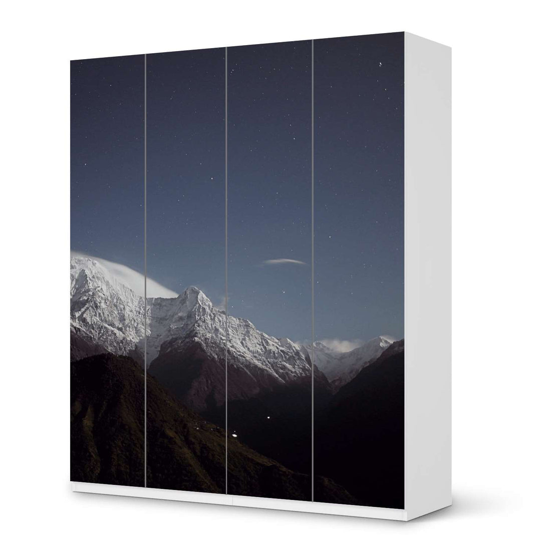 Möbelfolie Mountain Sky - IKEA Pax Schrank 236 cm Höhe - 4 Türen - weiss