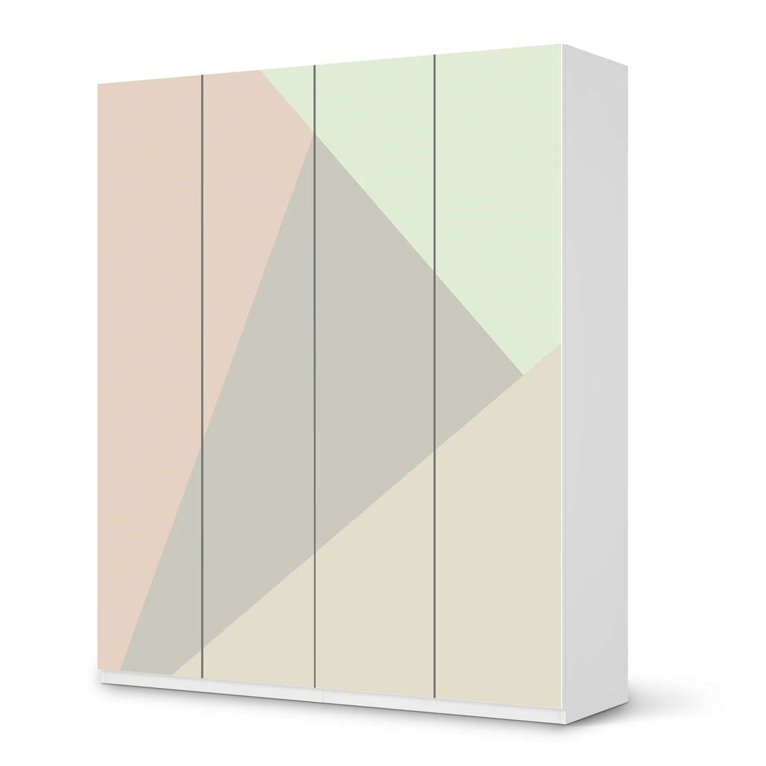 Möbelfolie Pastell Geometrik - IKEA Pax Schrank 236 cm Höhe - 4 Türen - weiss