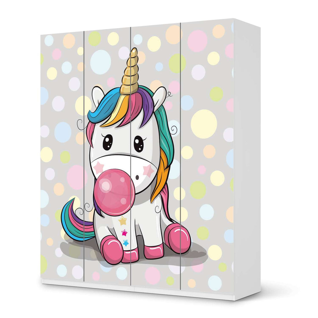 Möbelfolie Rainbow das Einhorn - IKEA Pax Schrank 236 cm Höhe - 4 Türen - weiss