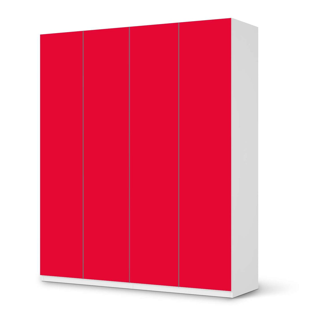 Möbelfolie Rot Light - IKEA Pax Schrank 236 cm Höhe - 4 Türen - weiss