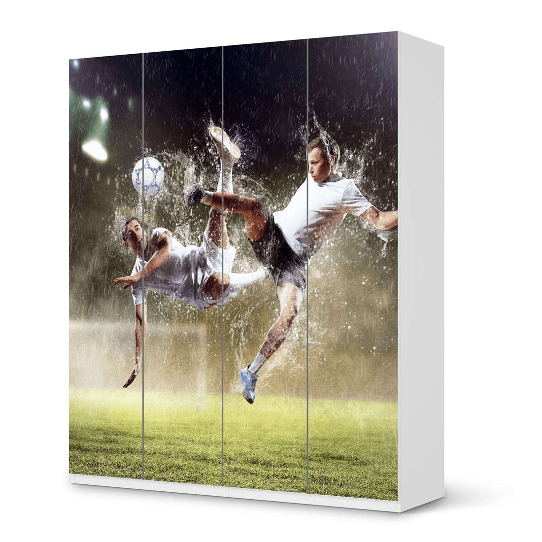 Möbelfolie Soccer - IKEA Pax Schrank 236 cm Höhe - 4 Türen - weiss