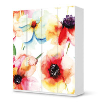 Möbelfolie Water Color Flowers - IKEA Pax Schrank 236 cm Höhe - 4 Türen - weiss
