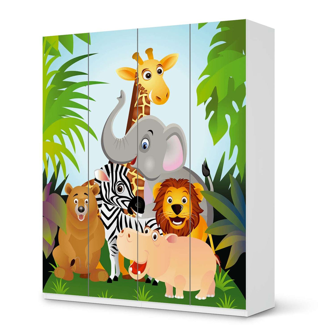 Möbelfolie Wild Animals - IKEA Pax Schrank 236 cm Höhe - 4 Türen - weiss