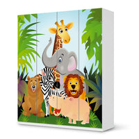 Möbelfolie Wild Animals - IKEA Pax Schrank 236 cm Höhe - 4 Türen - weiss