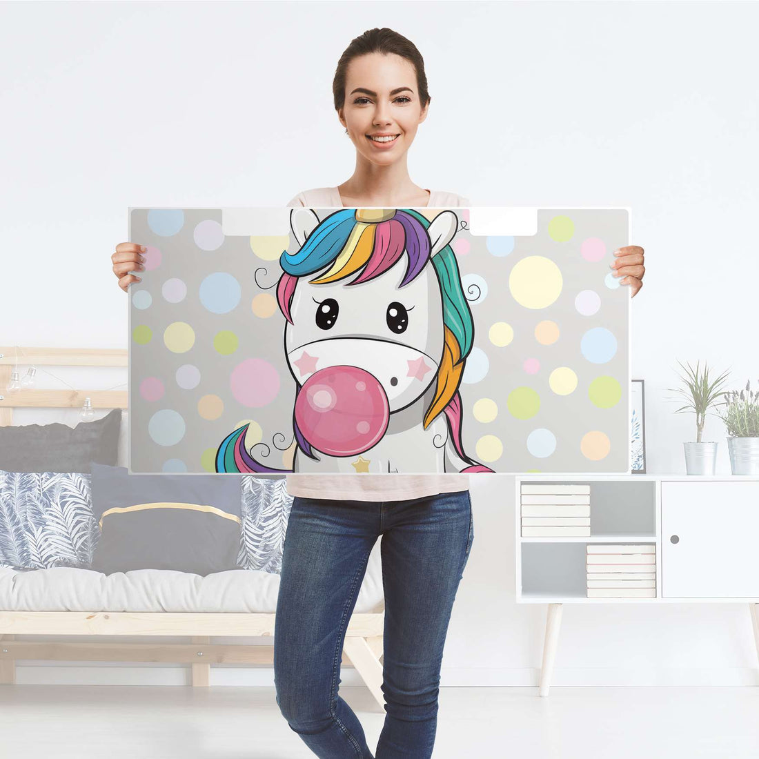 Möbelfolie Rainbow das Einhorn - IKEA Stuva Banktruhe - Folie