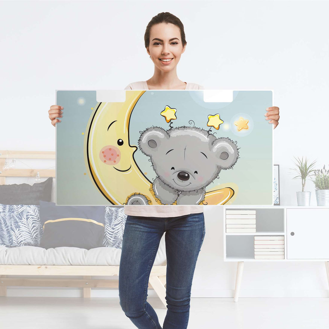 Möbelfolie Teddy und Mond - IKEA Stuva Banktruhe - Folie