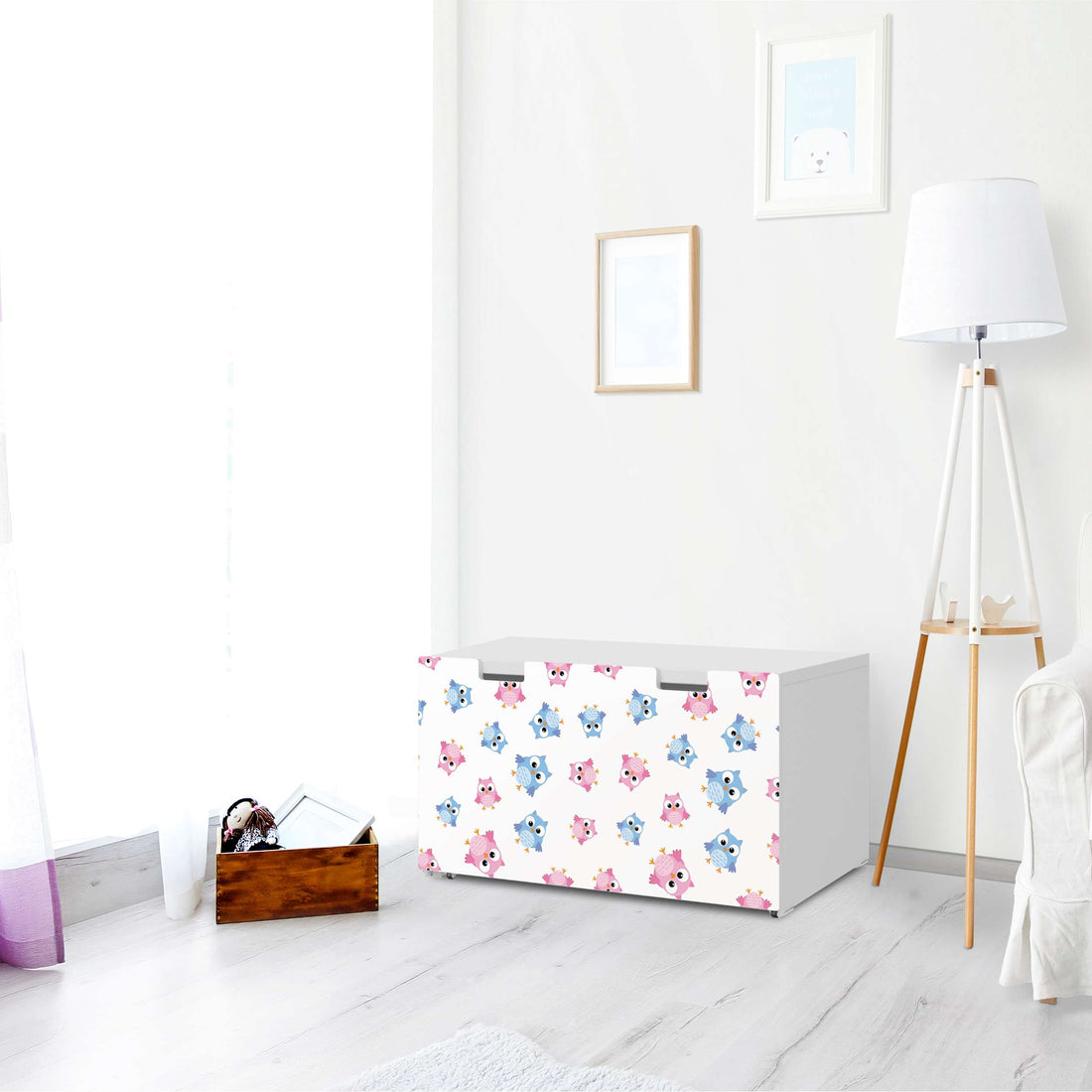 Möbelfolie Eulenparty - IKEA Stuva Banktruhe - Kinderzimmer