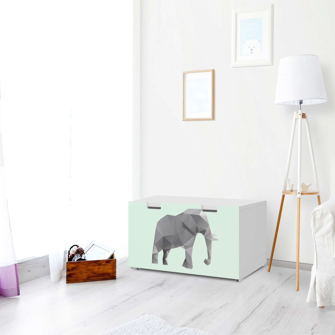 Möbelfolie Origami Elephant - IKEA Stuva Banktruhe - Kinderzimmer