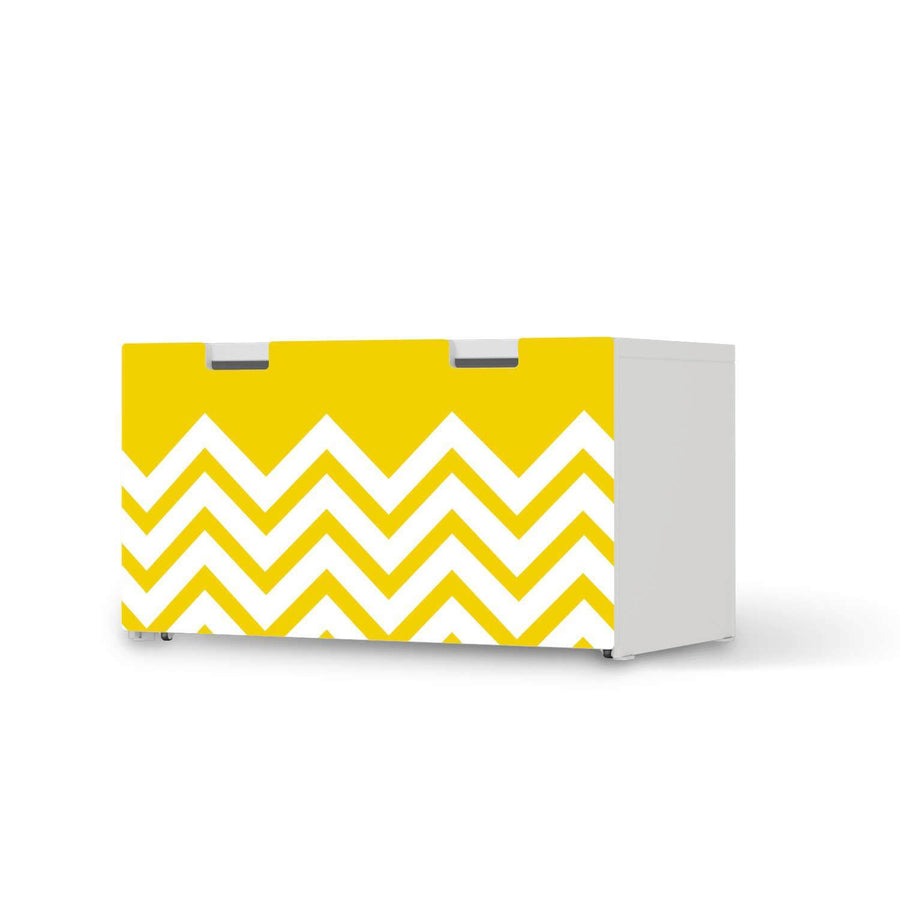 Möbelfolie Gelbe Zacken - IKEA Stuva Banktruhe  - weiss