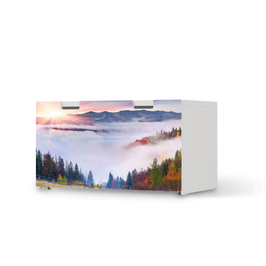 Möbelfolie Herbstwald - IKEA Stuva Banktruhe  - weiss