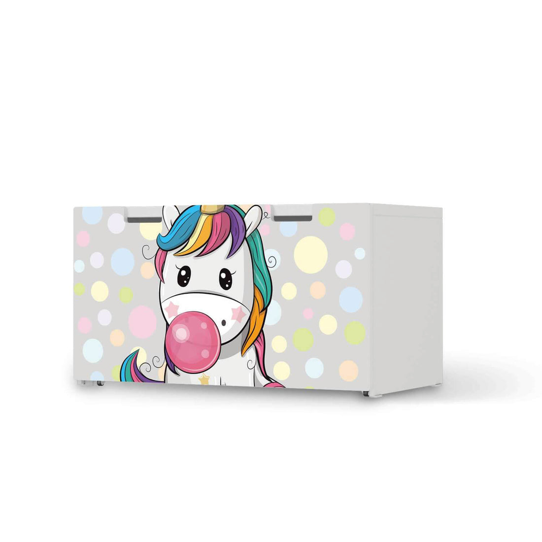 Möbelfolie Rainbow das Einhorn - IKEA Stuva Banktruhe  - weiss