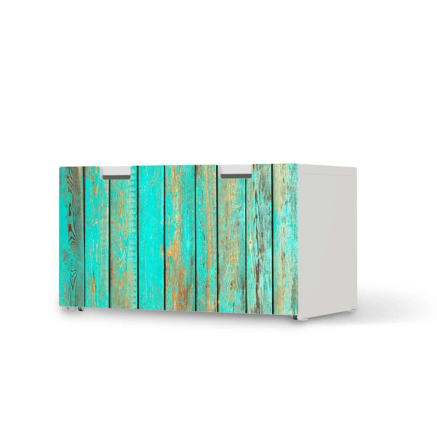 Möbelfolie Wooden Aqua - IKEA Stuva Banktruhe  - weiss