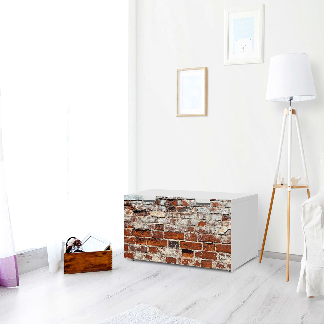 Möbelfolie Backstein - IKEA Stuva Banktruhe - Wohnzimmer