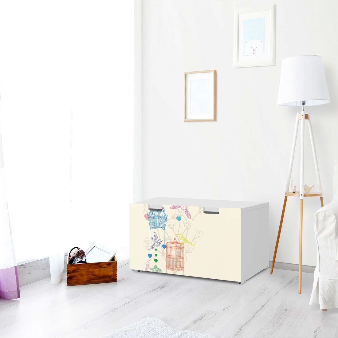Möbelfolie Birdcage - IKEA Stuva Banktruhe - Wohnzimmer