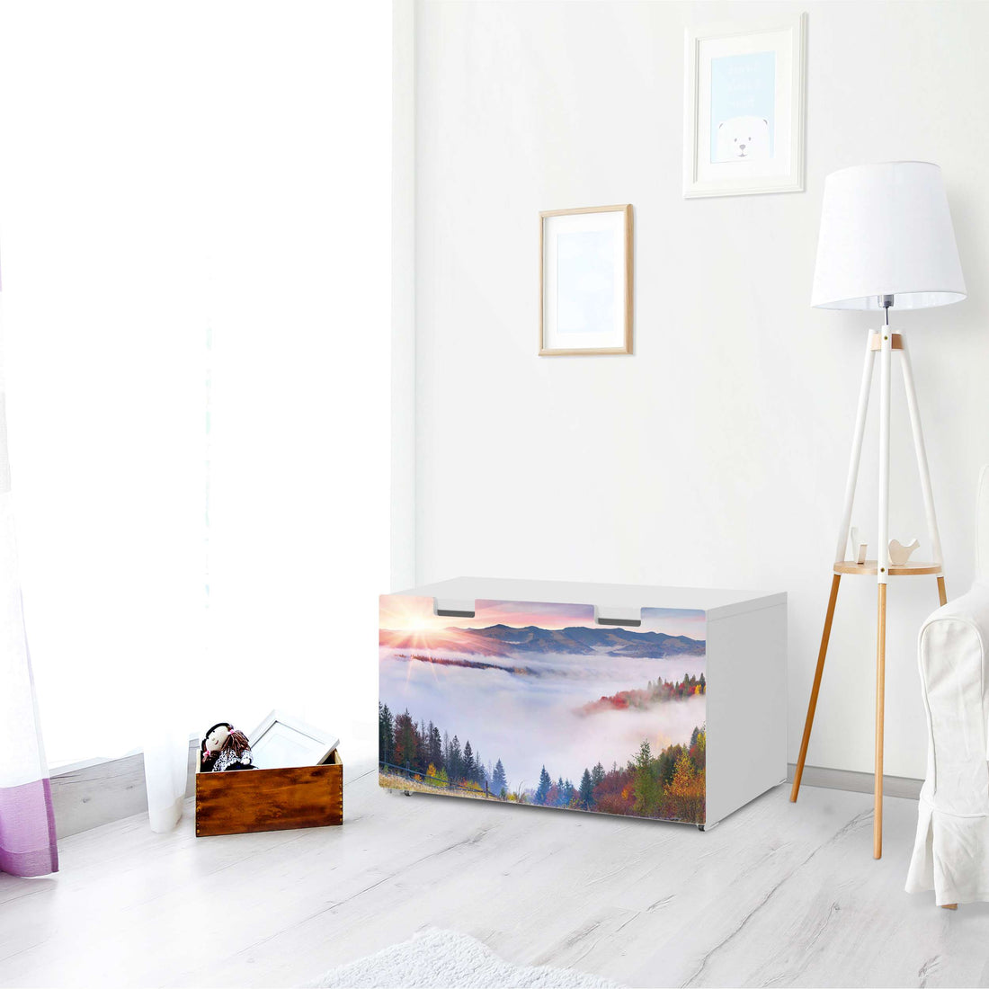 Möbelfolie Herbstwald - IKEA Stuva Banktruhe - Wohnzimmer