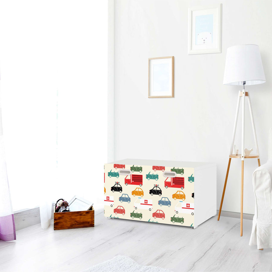Möbelfolie Cars - IKEA Stuva / Fritids Bank mit Kasten - Kinderzimmer