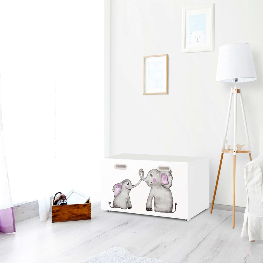 Möbelfolie Elefanten - IKEA Stuva / Fritids Bank mit Kasten - Kinderzimmer