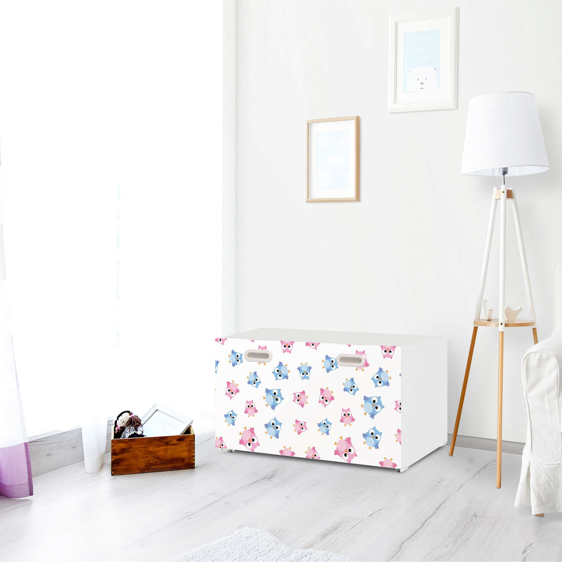 Möbelfolie Eulenparty - IKEA Stuva / Fritids Bank mit Kasten - Kinderzimmer