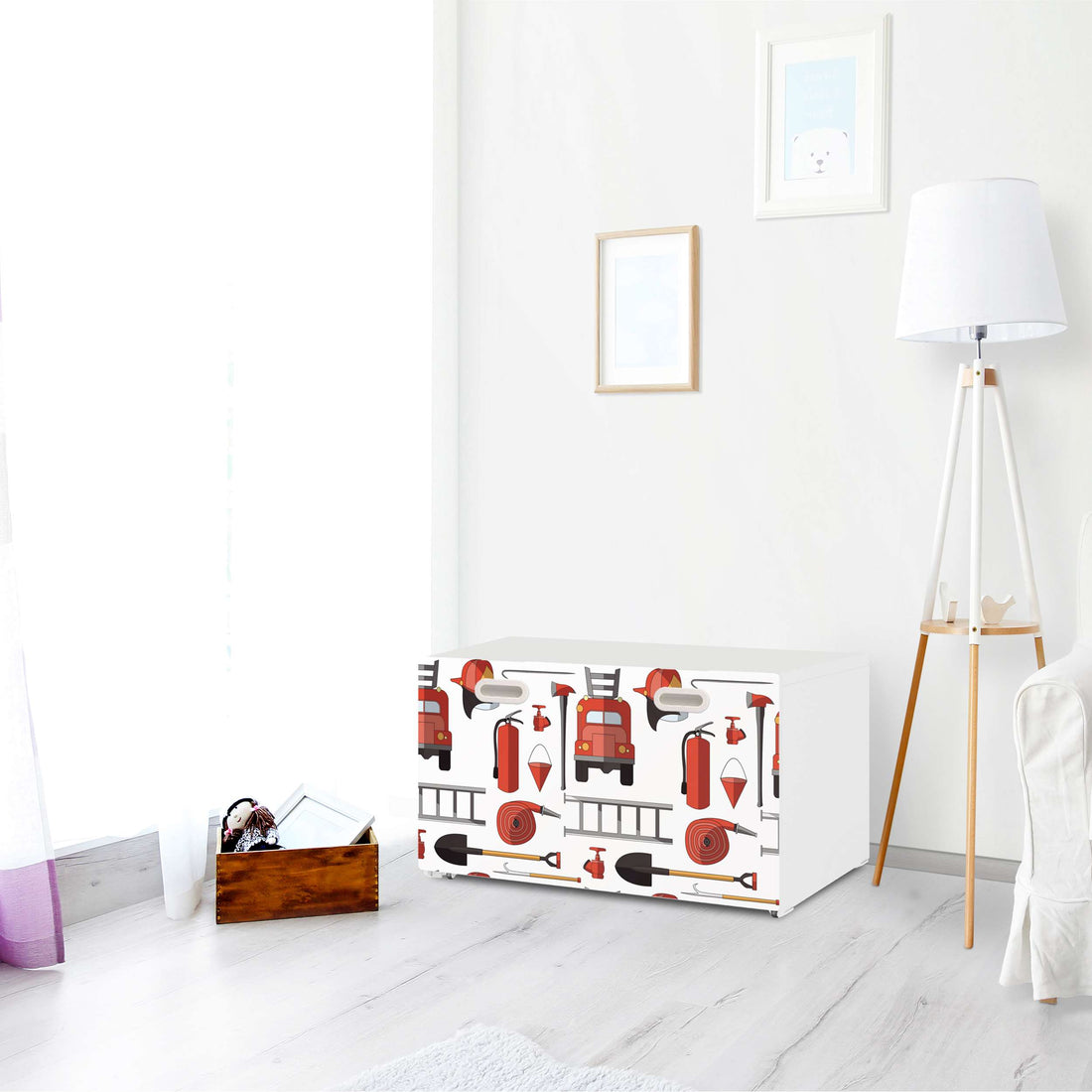 Möbelfolie Firefighter - IKEA Stuva / Fritids Bank mit Kasten - Kinderzimmer