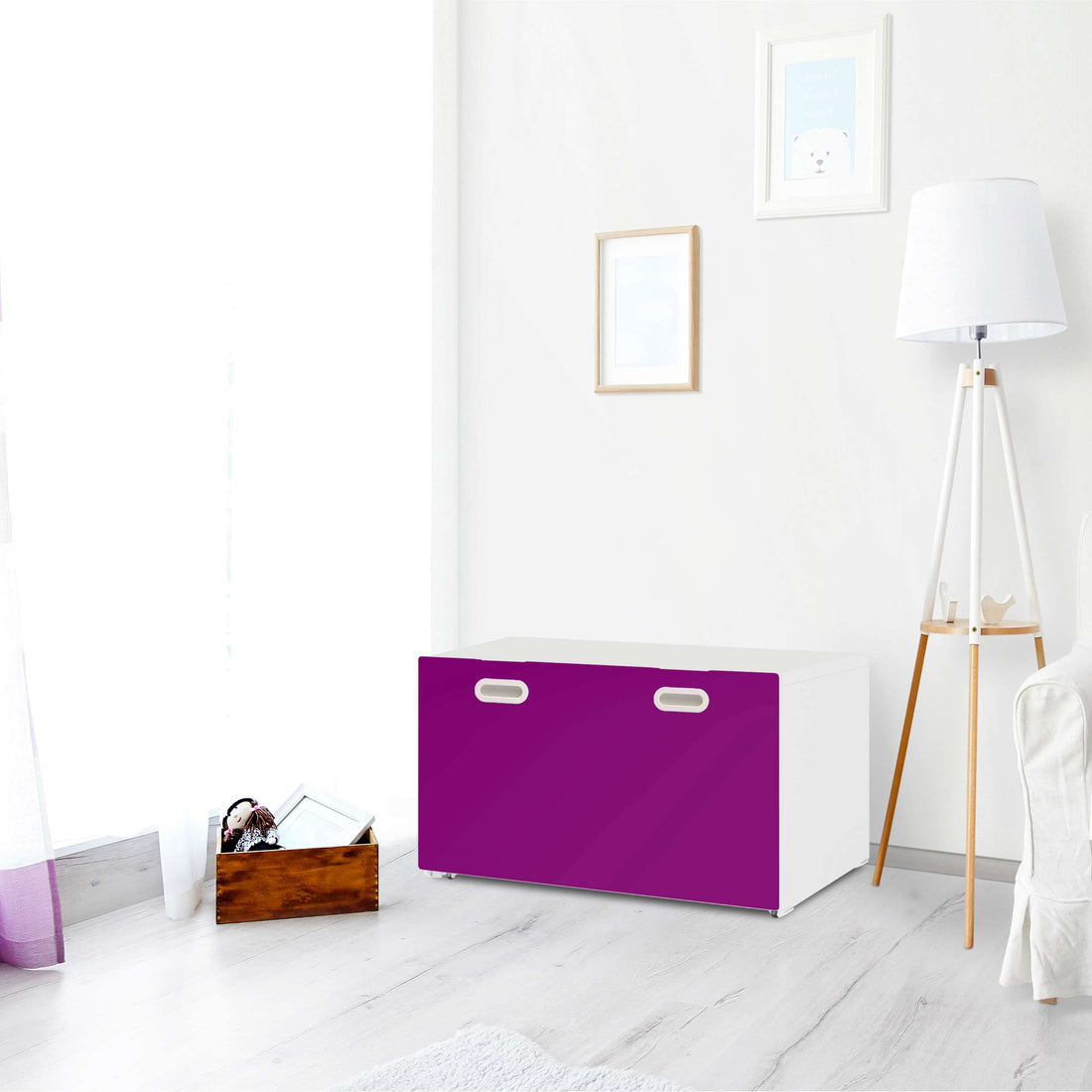 Möbelfolie Flieder Dark - IKEA Stuva / Fritids Bank mit Kasten - Kinderzimmer
