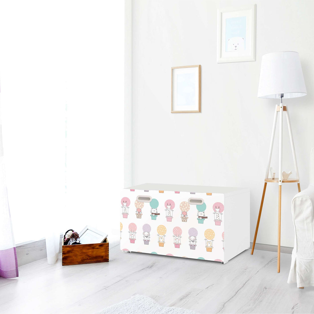 Möbelfolie Flying Animals - IKEA Stuva / Fritids Bank mit Kasten - Kinderzimmer