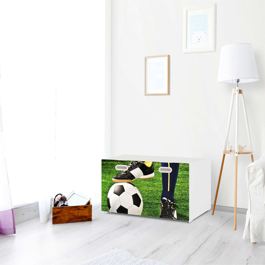 Möbelfolie Fussballstar - IKEA Stuva / Fritids Bank mit Kasten - Kinderzimmer