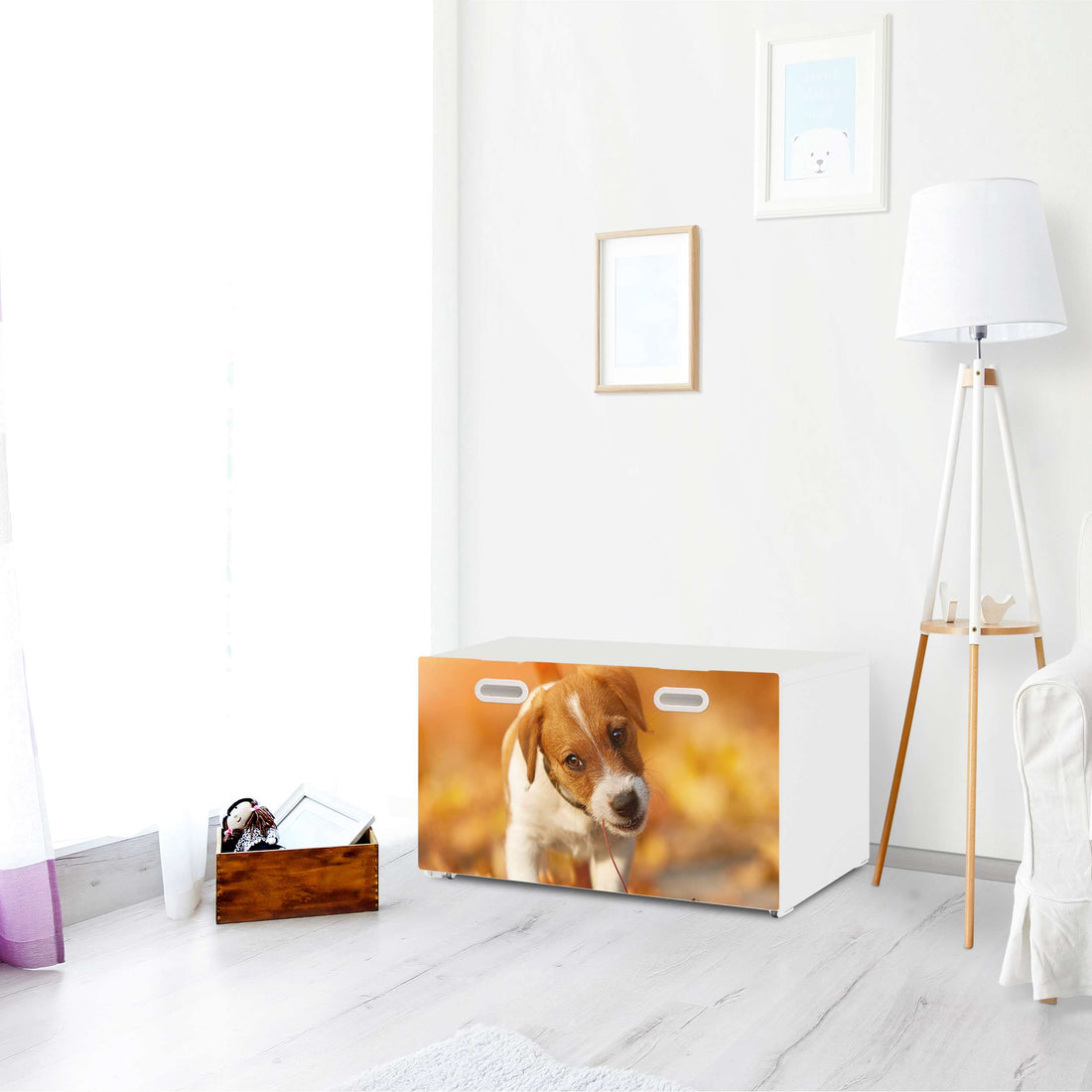 Möbelfolie Jack the Puppy - IKEA Stuva / Fritids Bank mit Kasten - Kinderzimmer