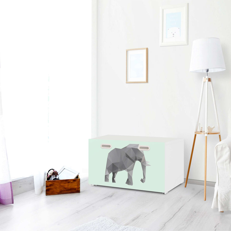 Möbelfolie Origami Elephant - IKEA Stuva / Fritids Bank mit Kasten - Kinderzimmer