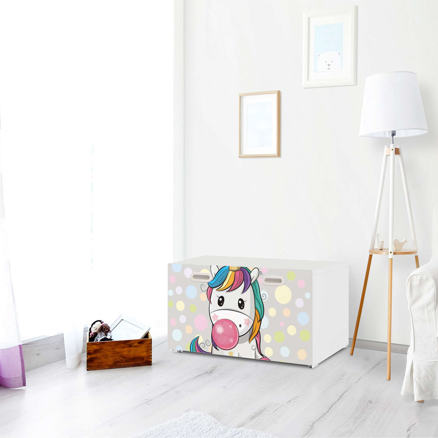 Möbelfolie Rainbow das Einhorn - IKEA Stuva / Fritids Bank mit Kasten - Kinderzimmer