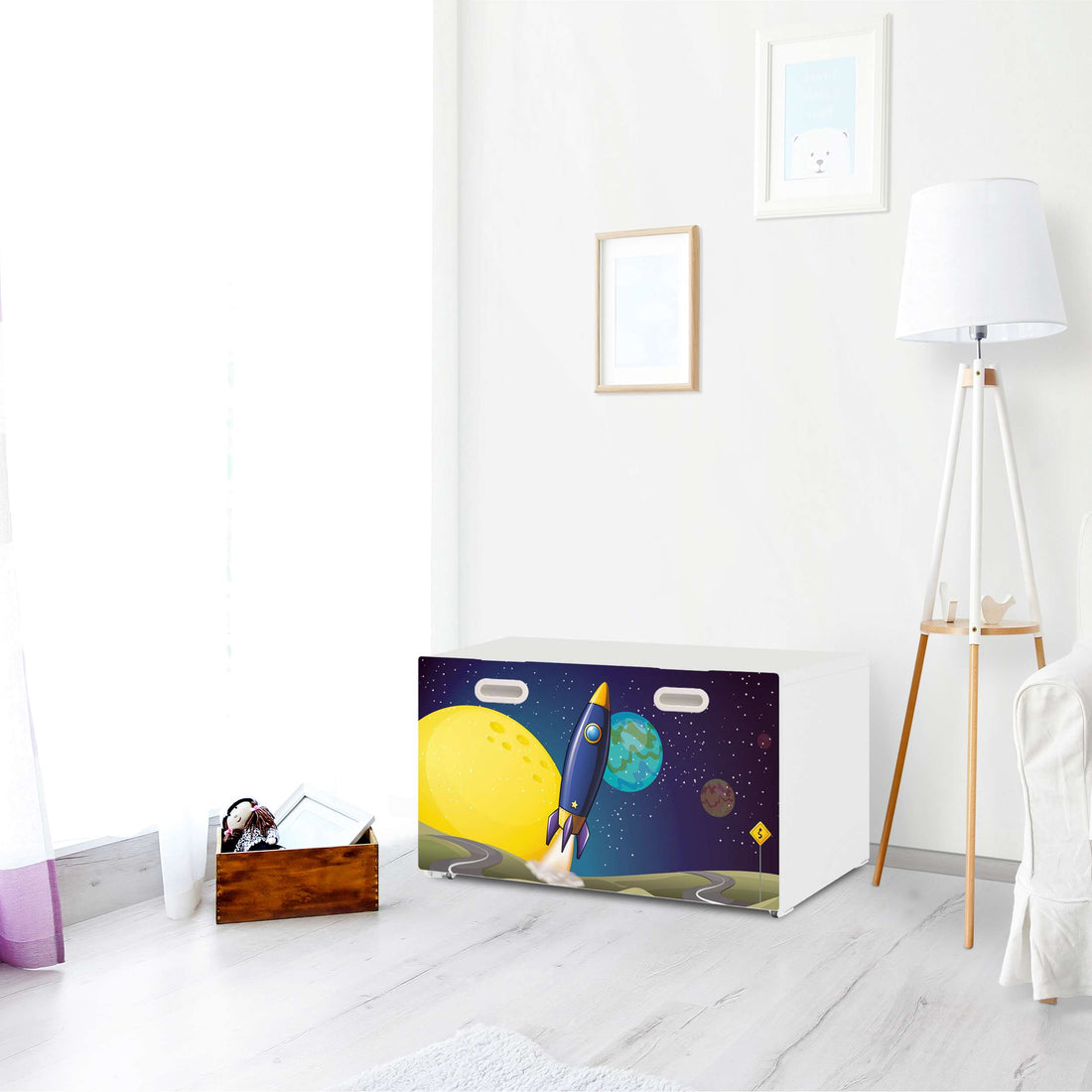 Möbelfolie Space Rocket - IKEA Stuva / Fritids Bank mit Kasten - Kinderzimmer