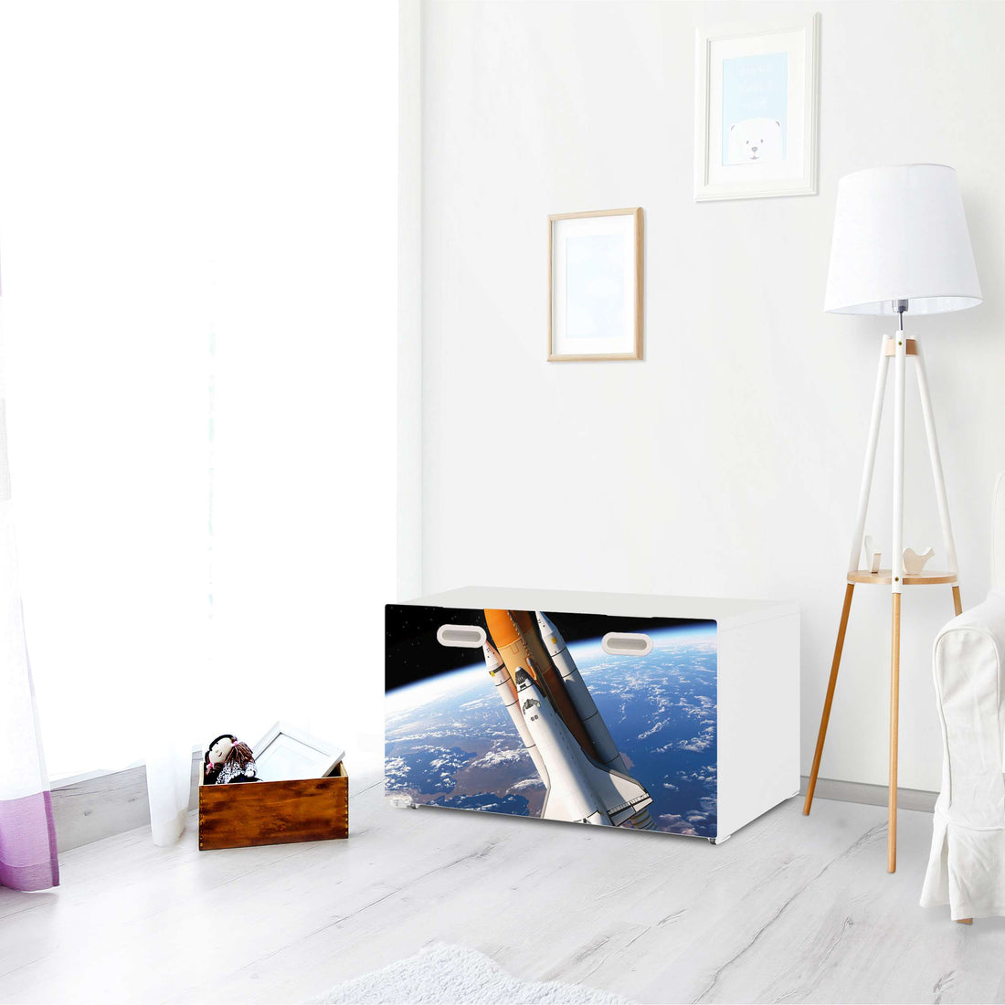 Möbelfolie Space Traveller - IKEA Stuva / Fritids Bank mit Kasten - Kinderzimmer