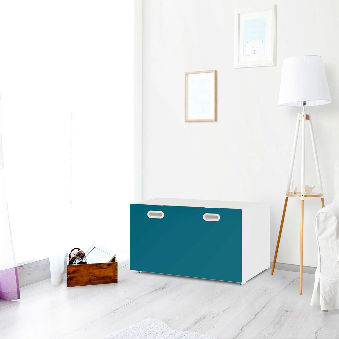 Möbelfolie Türkisgrün Dark - IKEA Stuva / Fritids Bank mit Kasten - Kinderzimmer