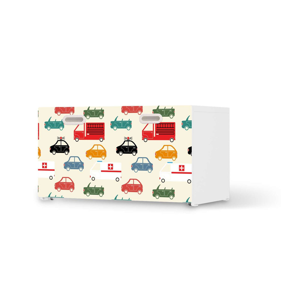 Möbelfolie Cars - IKEA Stuva / Fritids Bank mit Kasten  - weiss