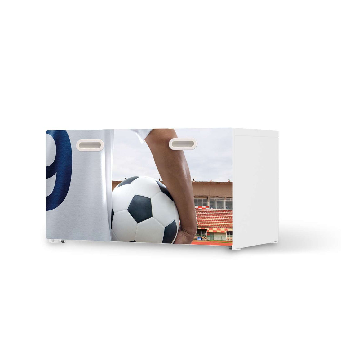 Möbelfolie Footballmania - IKEA Stuva / Fritids Bank mit Kasten  - weiss