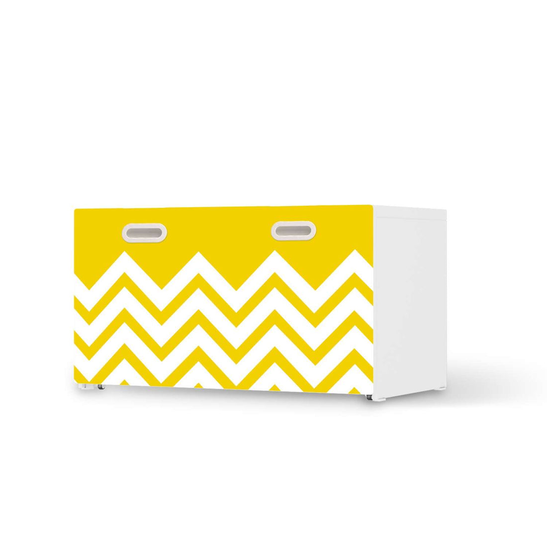 Möbelfolie Gelbe Zacken - IKEA Stuva / Fritids Bank mit Kasten  - weiss