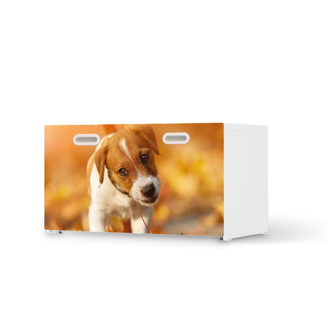 Möbelfolie Jack the Puppy - IKEA Stuva / Fritids Bank mit Kasten  - weiss