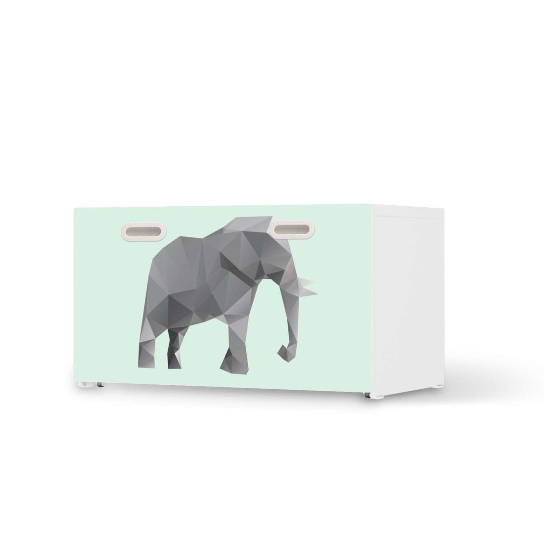 Möbelfolie Origami Elephant - IKEA Stuva / Fritids Bank mit Kasten  - weiss