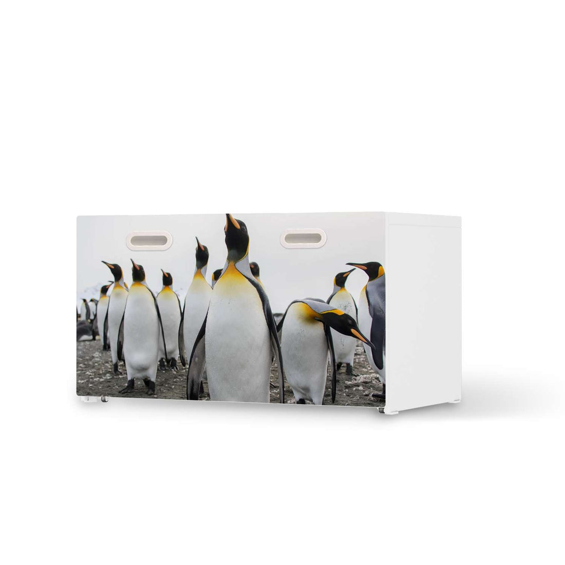 Möbelfolie Penguin Family - IKEA Stuva / Fritids Bank mit Kasten  - weiss