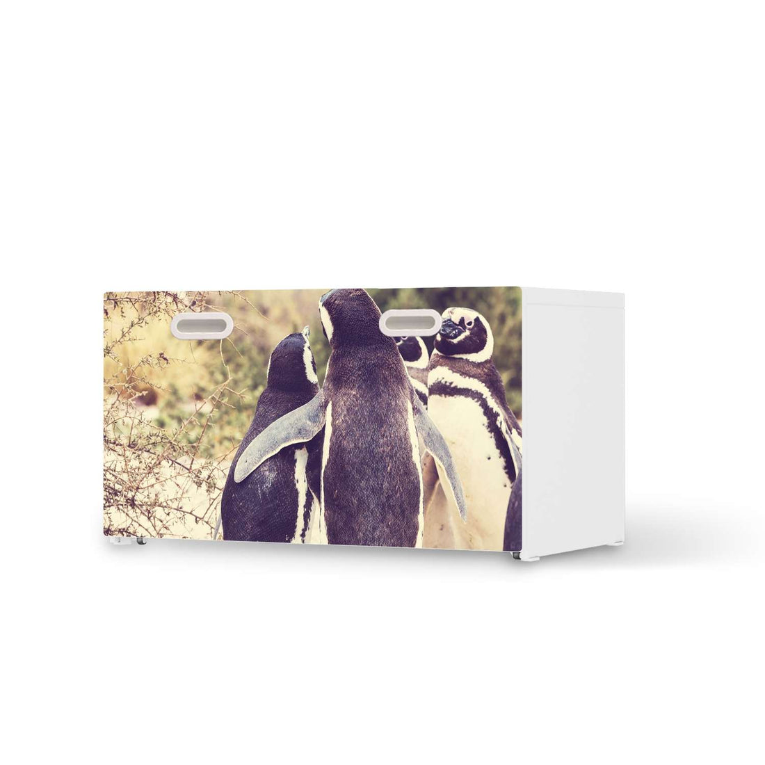 Möbelfolie Pingu Friendship - IKEA Stuva / Fritids Bank mit Kasten  - weiss