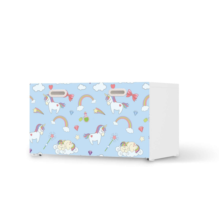 Möbelfolie Rainbow Unicorn - IKEA Stuva / Fritids Bank mit Kasten  - weiss