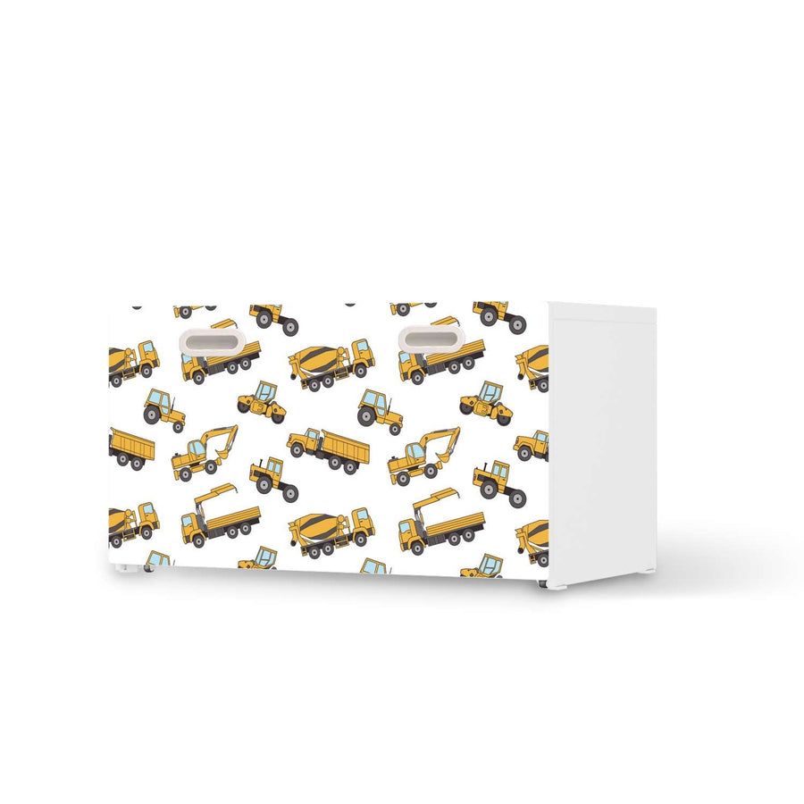 Möbelfolie Working Cars - IKEA Stuva / Fritids Bank mit Kasten  - weiss