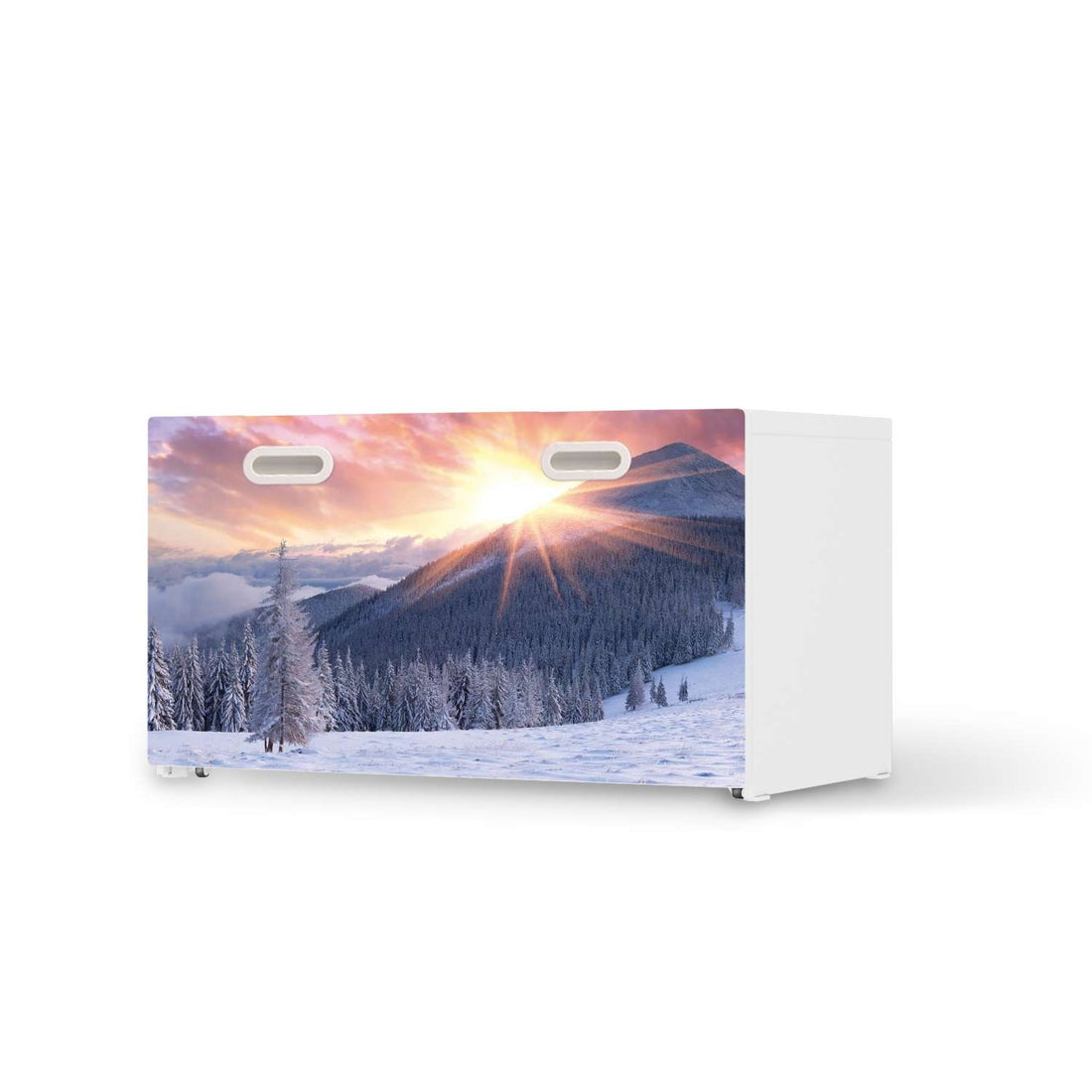 Möbelfolie Zauberhafte Winterlandschaft - IKEA Stuva / Fritids Bank mit Kasten  - weiss