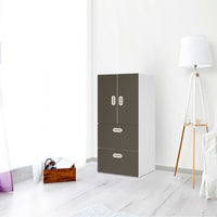 Möbelfolie Braungrau Dark - IKEA Stuva / Fritids kombiniert - 2 Schubladen und 2 kleine Türen - Kinderzimmer