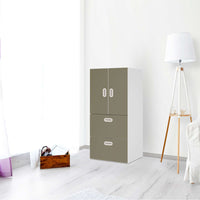 Möbelfolie Braungrau Light - IKEA Stuva / Fritids kombiniert - 2 Schubladen und 2 kleine Türen - Kinderzimmer